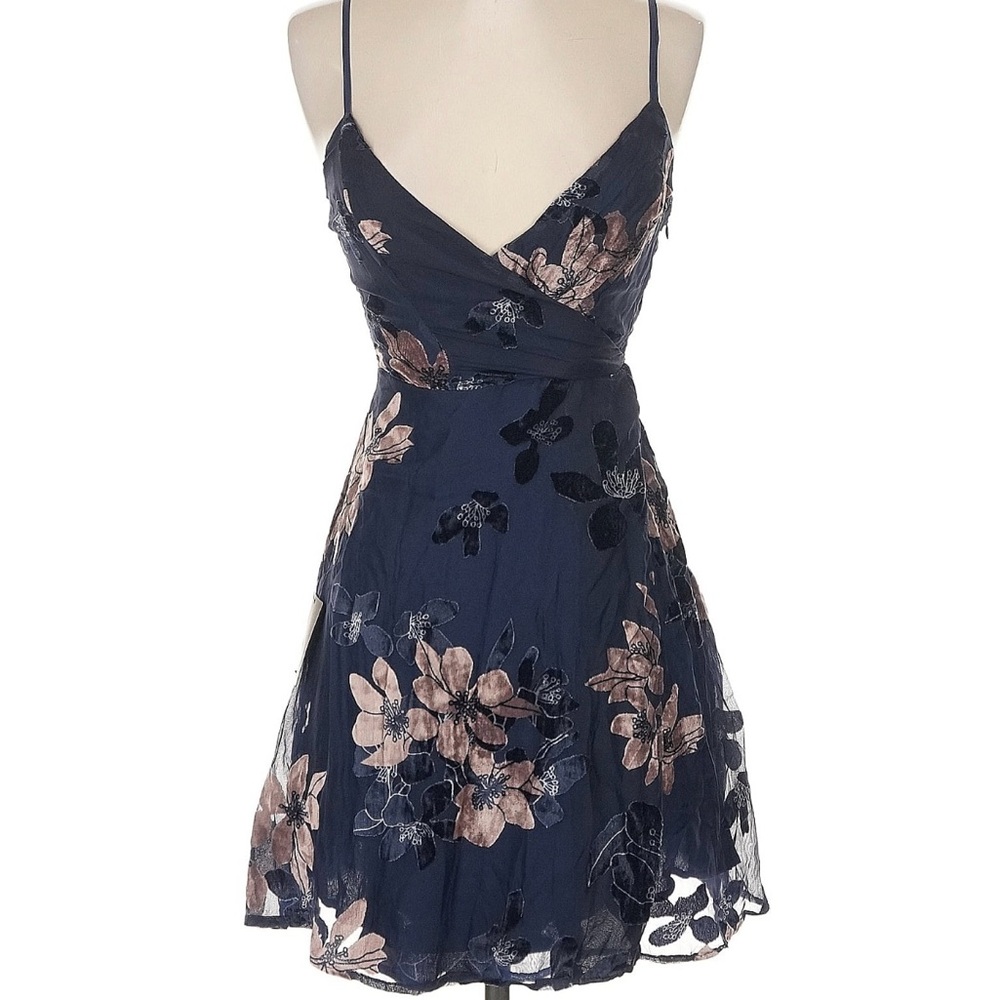 Lulu's Midnight Blue At The After Party Floral Midi Dress